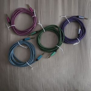 Braided 3.5mm Auxiliary Audio Cable — Blue, Green, Purple, Pink